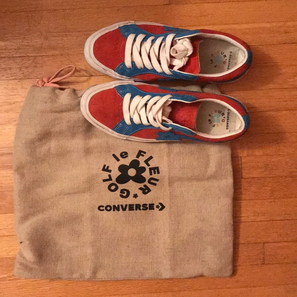 Le fleur converse red and blue sneakers